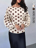 Polka Dot Print Long Sleeve Bat Sleeve Top GSRX-982