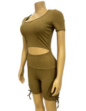 Solid Color Hollow Out Romper GADE-5641