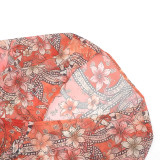 Mesh Print 3/4 Sleeve Tie Up Top GSZM-Y26TP268