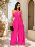 Solid Color Wrap Chest Top Wide Leg Pants Suit ZSD-0785