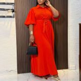 Plus Size Solid Color Loose Long Dress GCZF-8668