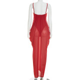 Sleeveless Mesh Patchwork Sling Bodysuit Dress GSZM-Q26DS120