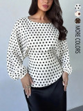 Polka Dot Print Long Sleeve Bat Sleeve Top GSRX-982