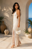 Halterneck Beaded  Knits Beach Maxi Dress ZSD-0359