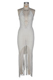 Halterneck Beaded  Knits Beach Maxi Dress ZSD-0359