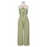 Solid Color Wrap Chest Top Wide Leg Pants Suit ZSD-0785