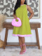 Contrast Color Sleeveless Midi Dress HNIF-MC039