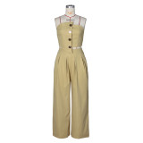Solid Color Wrap Chest Top Wide Leg Pants Suit ZSD-0785
