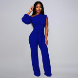 Single Shoulder Llantern Sleeve Jumpsuit YF-10113