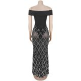 One Shoulder Hot Drill Maxi Dress BY-7782
