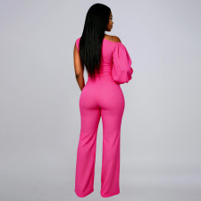 Single Shoulder Llantern Sleeve Jumpsuit YF-10113