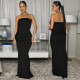 Solid Color Ruched Tube Top Dress BY-7797