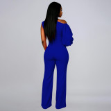 Single Shoulder Llantern Sleeve Jumpsuit YF-10113