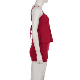 Solid Color Casual Camisole Shorts Two Piece Set GPKJ-MR51141