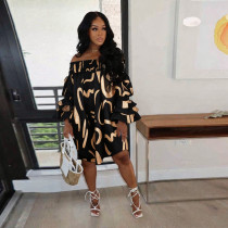 Plus Size Loose Off Shoulder Midi Dress GTYZ-7618