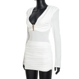 Long Sleeve Ruched Mini Dress GSZM-C26DS312