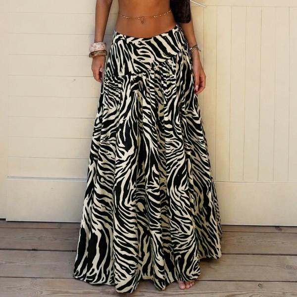 Fashion Casual Zebra Print Long Skirt GPKJ-MR50989