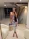 Graffiti Print Lace Sling Tops Two Piece Pants Set GNJF-8609