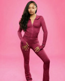 Solid Color Long Sleeve Two Piece Pants Set CM-60727