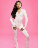 Solid Color Long Sleeve Two Piece Pants Set CM-60727