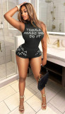 Letter Print Sleeveless Romper GNJF-1993