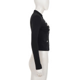 Vintage Hollow Out Long Sleeve Slim-Fit Top GPKJ-MR50444
