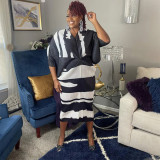 Fashion Print Bat Sleeve Maxi Dress YF-10263
