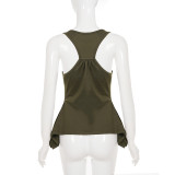 Solid Color Irregular Hem Tank Top And Culottes Suit GPKJ-MR50009