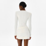 Long Sleeve Ruched Mini Dress GSZM-C26DS312
