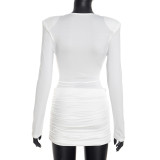 Long Sleeve Ruched Mini Dress GSZM-C26DS312
