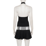 Sexy Backless Patchwork Sequin Fashion Party Mini Dress GPKJ-MR50742