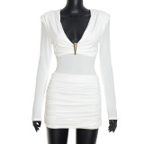 Long Sleeve Ruched Mini Dress GSZM-C26DS312