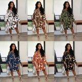 Plus Size Loose Off Shoulder Midi Dress GTYZ-7618