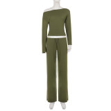 Solid Color Casual Long Sleeve Pants Two Piece Set GPKJ-MR50738