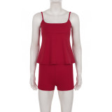 Solid Color Casual Camisole Shorts Two Piece Set GPKJ-MR51141