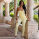 Solid Color Ruched Off Shoulder Jumpsuit GDSF-D26JP296