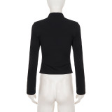 Vintage Hollow Out Long Sleeve Slim-Fit Top GPKJ-MR50444