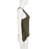 Solid Color Irregular Hem Tank Top And Culottes Suit GPKJ-MR50009