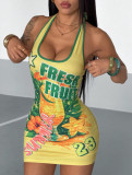 Fruit Printed Halterneck Casual Dress GNJF-1997