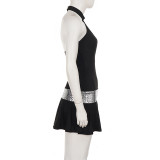 Sexy Backless Patchwork Sequin Fashion Party Mini Dress GPKJ-MR50742