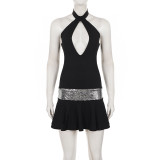Sexy Backless Patchwork Sequin Fashion Party Mini Dress GPKJ-MR50742