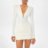 Long Sleeve Ruched Mini Dress GSZM-C26DS312