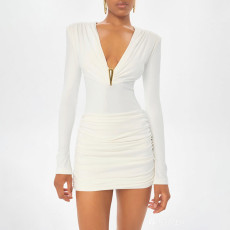 Long Sleeve Ruched Mini Dress GSZM-C26DS312