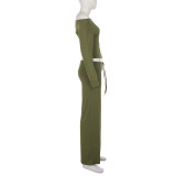 Solid Color Casual Long Sleeve Pants Two Piece Set GPKJ-MR50738