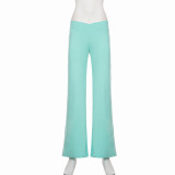 Solid Color Wide Leg Knits Pants GPKJ-MR50455