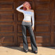 Polka Dot Print Ruched Straight Pants GPKJ-MR50781