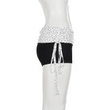 Polka Dot Print Color Block Short GPKJ-MR49849