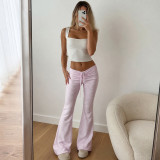 Stripe Tie Up Ruched Micro Flare Pants GPKJ-MR50705