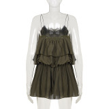 Lace Patchwork Ruffles Mini Dress GPKJ-MR50177