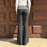 Polka Dot Print Ruched Straight Pants GPKJ-MR50781